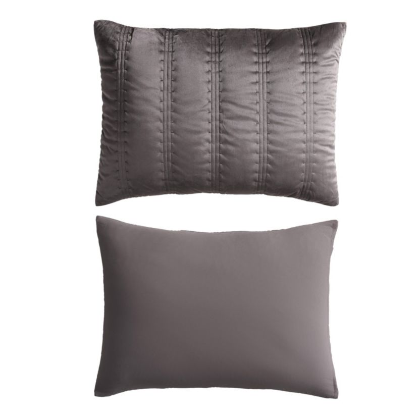 Velvet Linear Stitch Microfiber Quilt-Sham Set