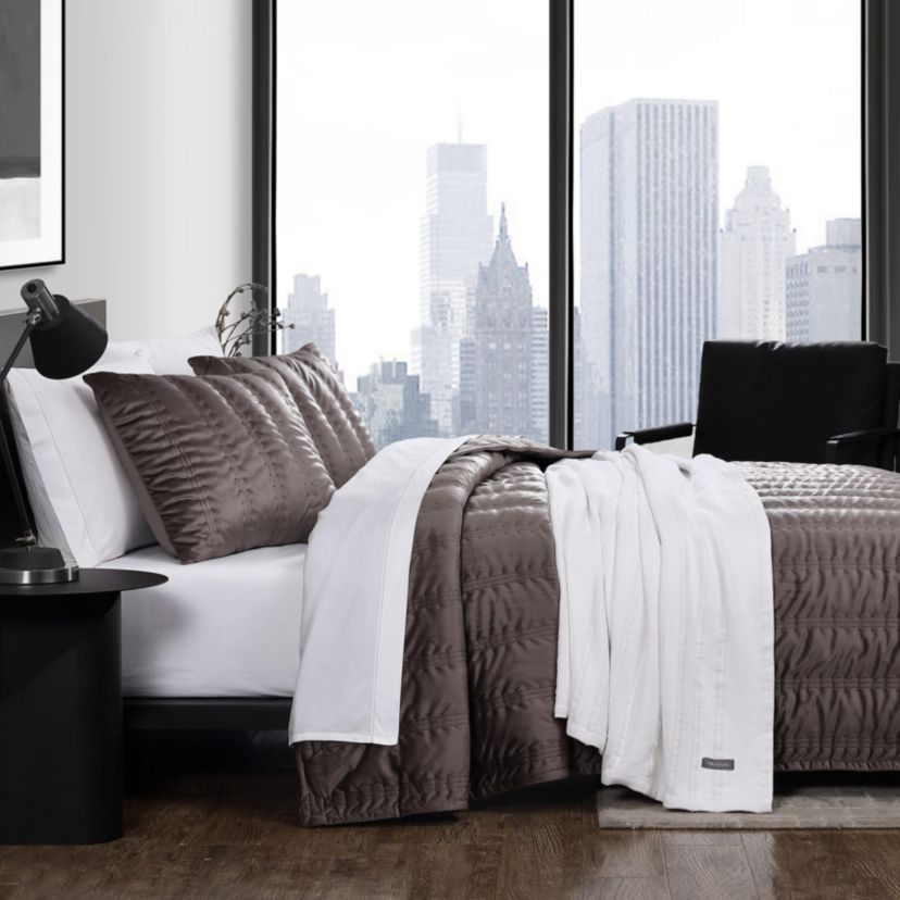 Velvet Linear Stitch Microfiber Quilt-Sham Set