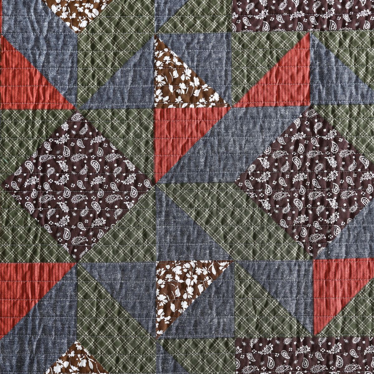 Block Patchwork Cotton Quilt-Sham Set