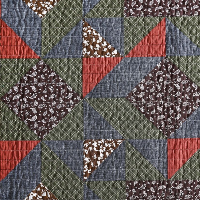 Block Patchwork Cotton Quilt-Sham Set
