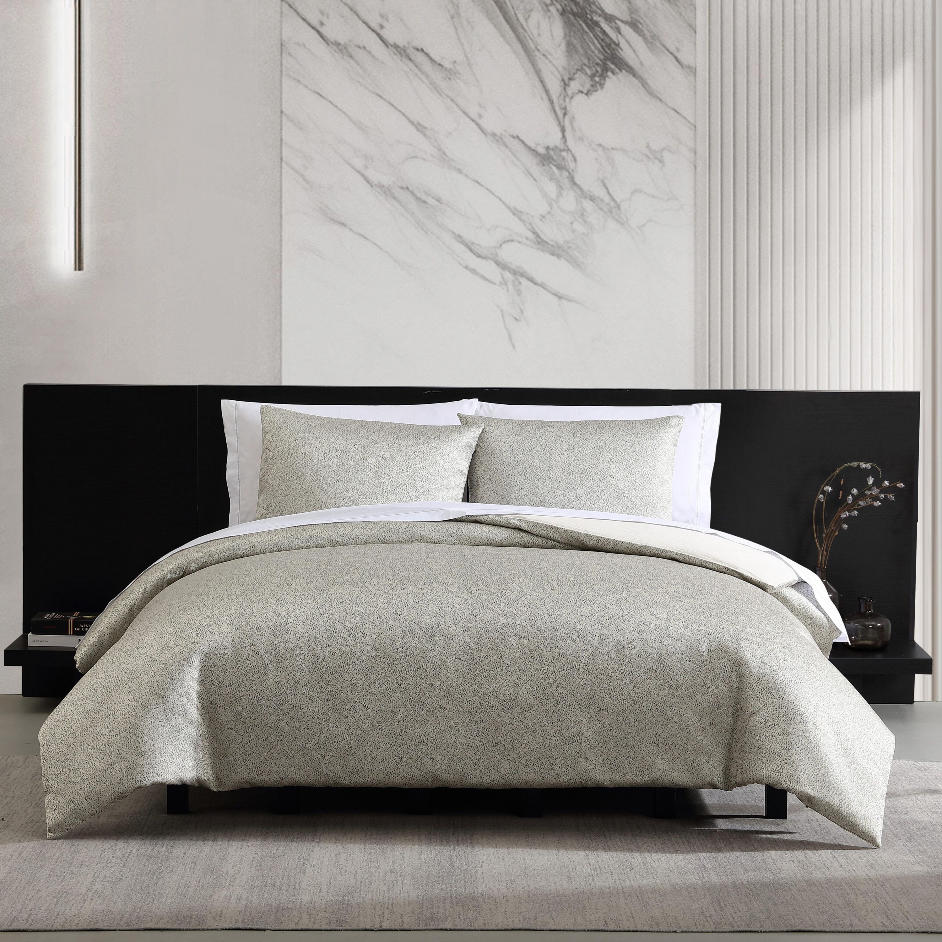Speckled Satin Weave Microfiber Duvet Cover Set
