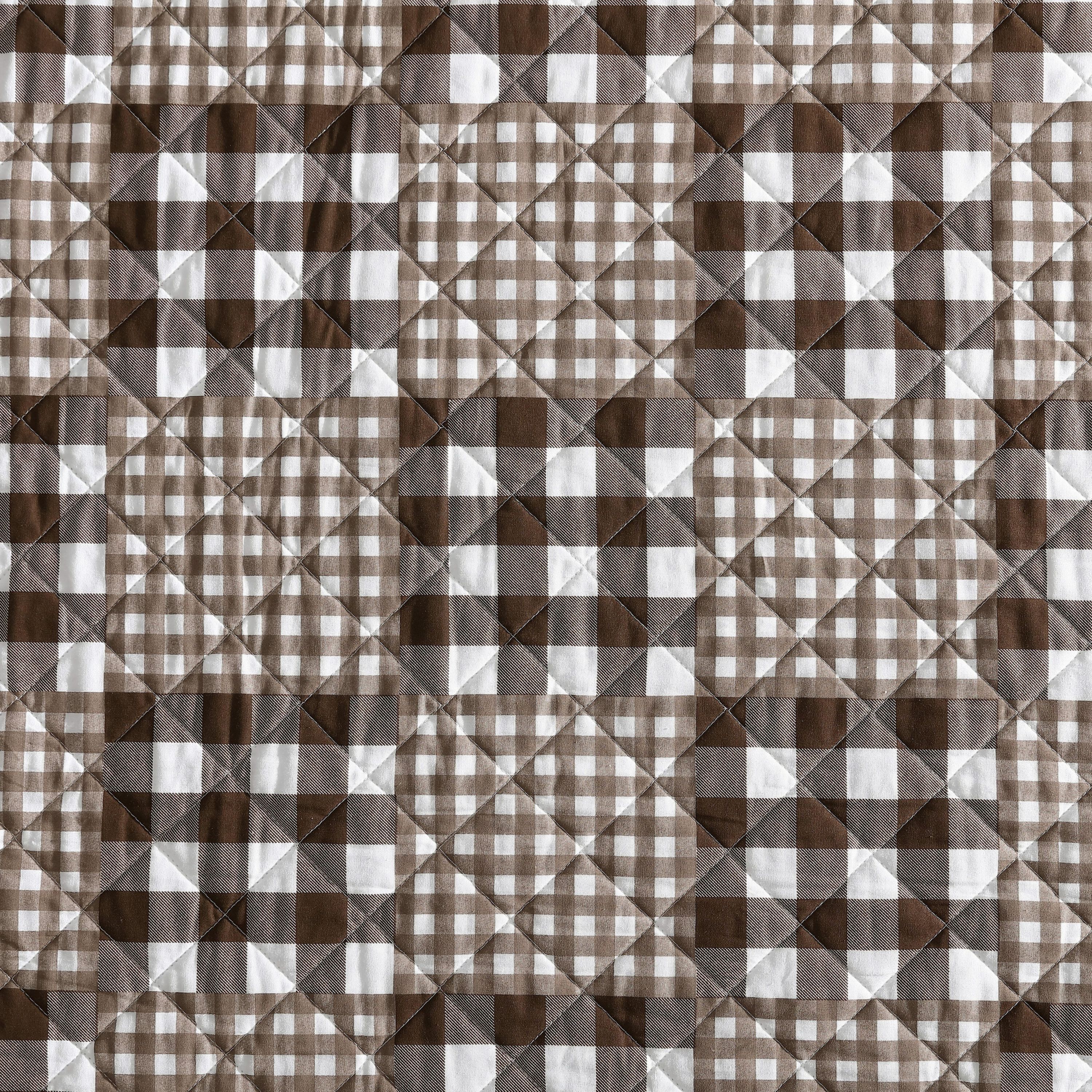 Gingham Patchwork Cotton Quilt-Sham Set