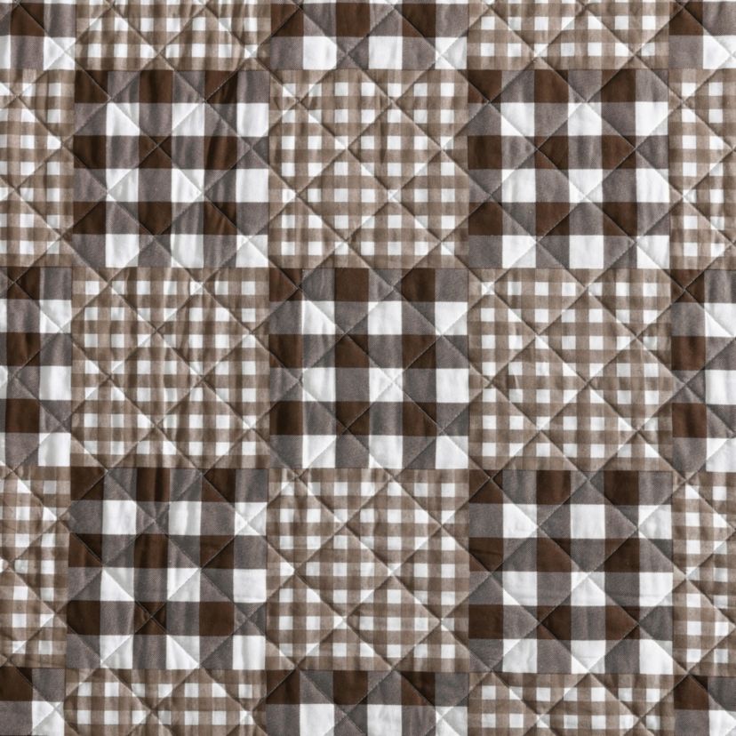 Gingham Patchwork Cotton Quilt-Sham Set