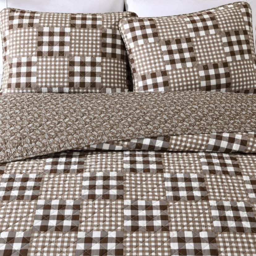 Gingham Patchwork Cotton Quilt-Sham Set