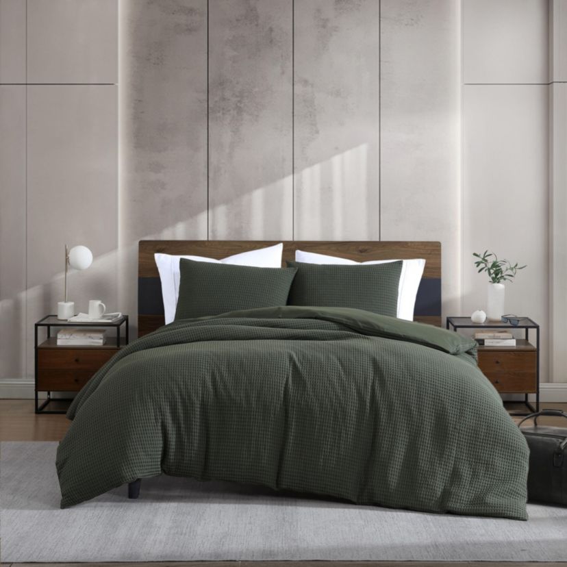 KCNY Solid Waffle Microfiber Comforter Set