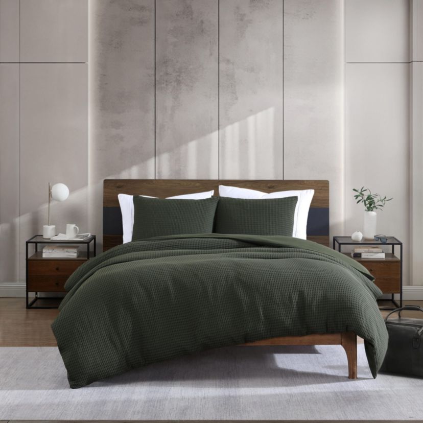 KCNY Solid Waffle Microfiber Comforter Set