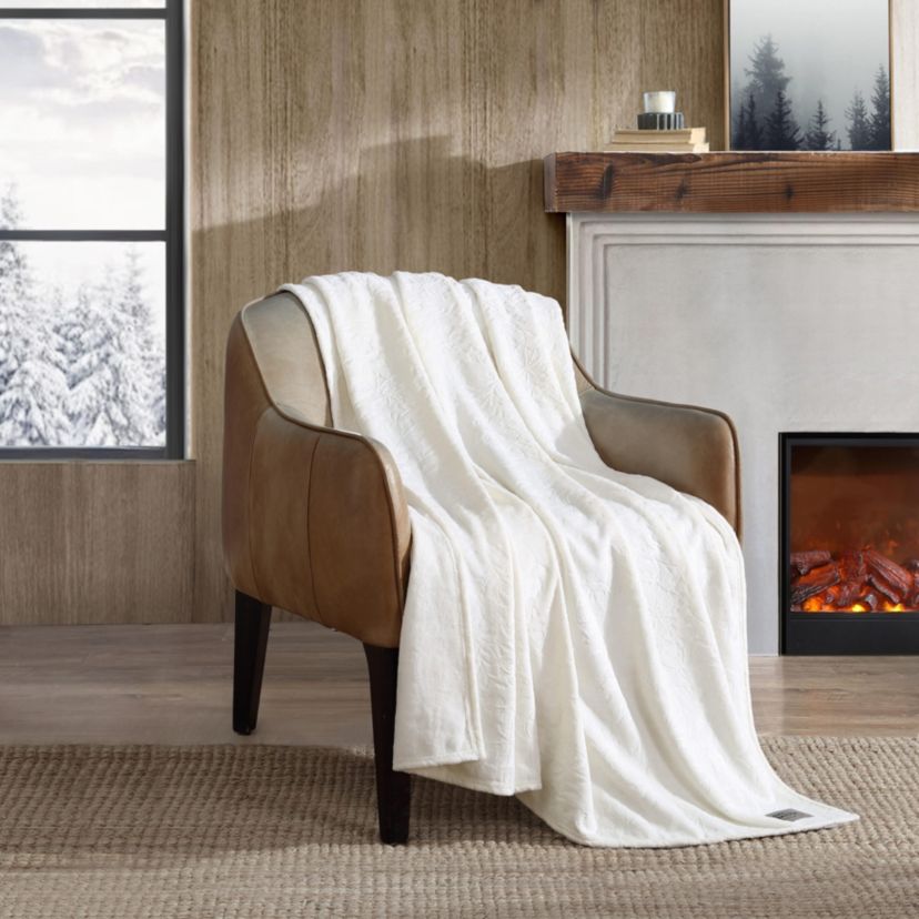 Woodblock Floral Microfiber Throw Blanket