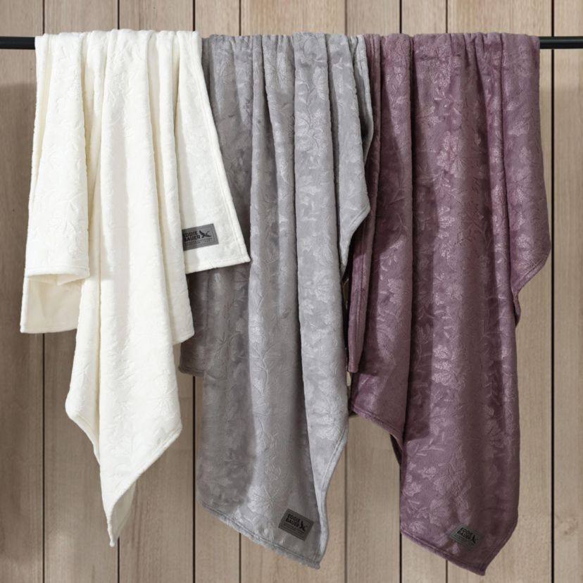 Woodblock Floral Microfiber Throw Blanket