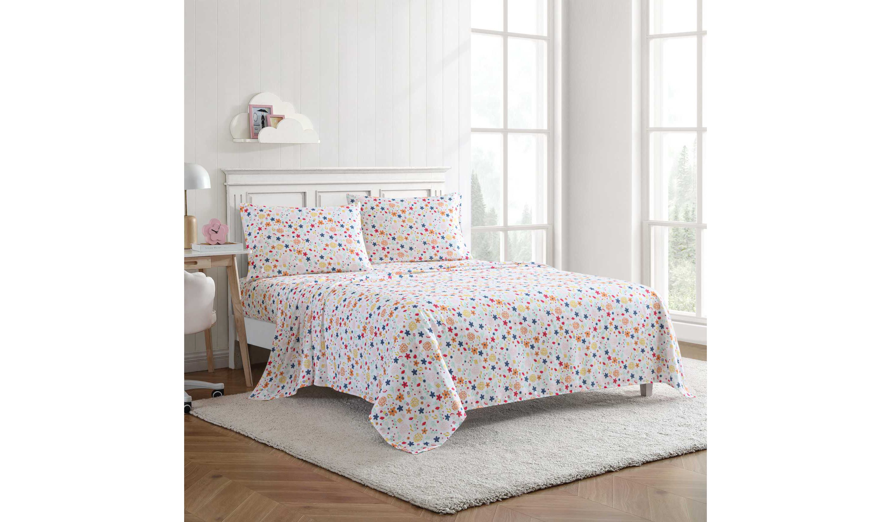 Colorful Floral Microfiber Sheet Set