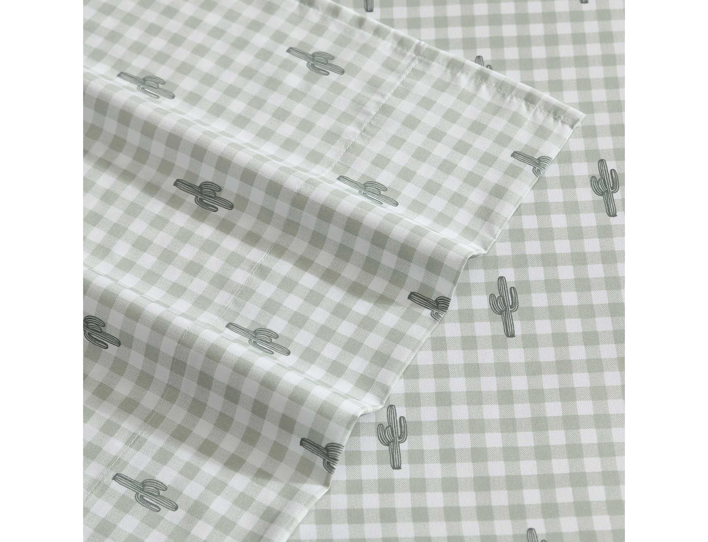 Cactus Gingham Microfiber Sheet Set