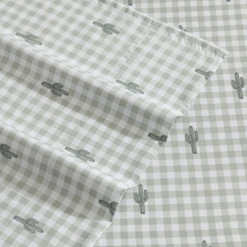 Cactus Gingham Microfiber Sheet Set
