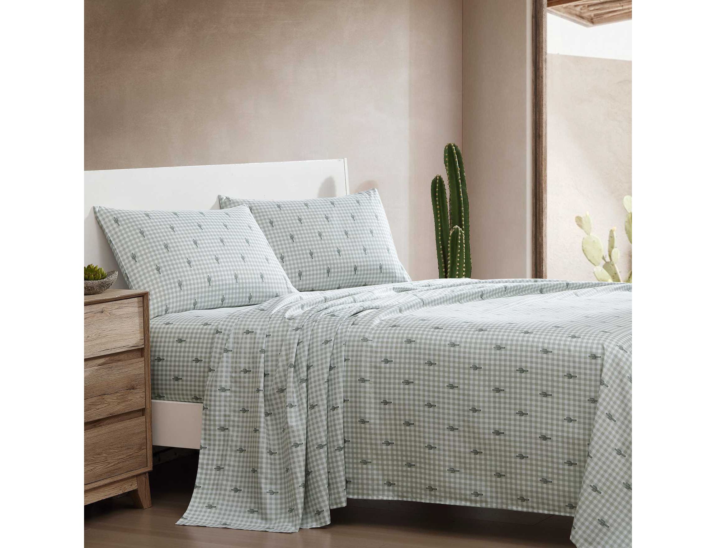 Cactus Gingham Microfiber Sheet Set