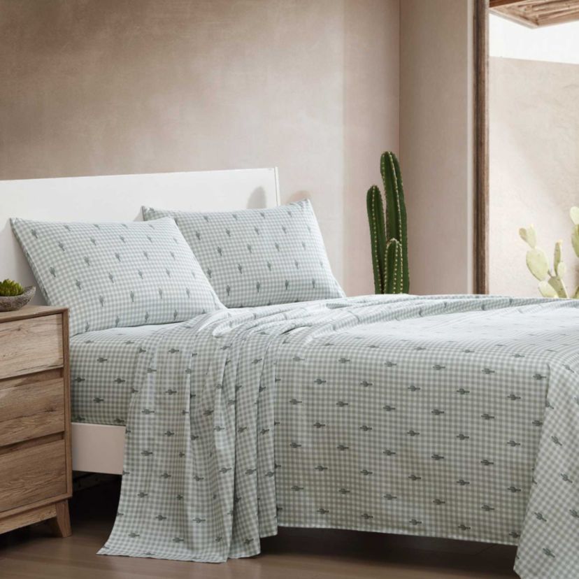 Cactus Gingham Microfiber Sheet Set