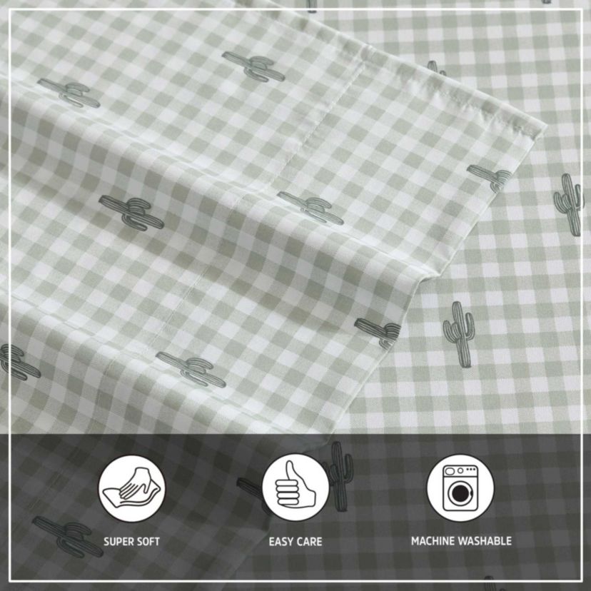 Cactus Gingham Microfiber Sheet Set