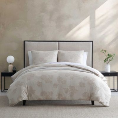Vera Wang Roses Cotton Comforter Set, Beige, Queen