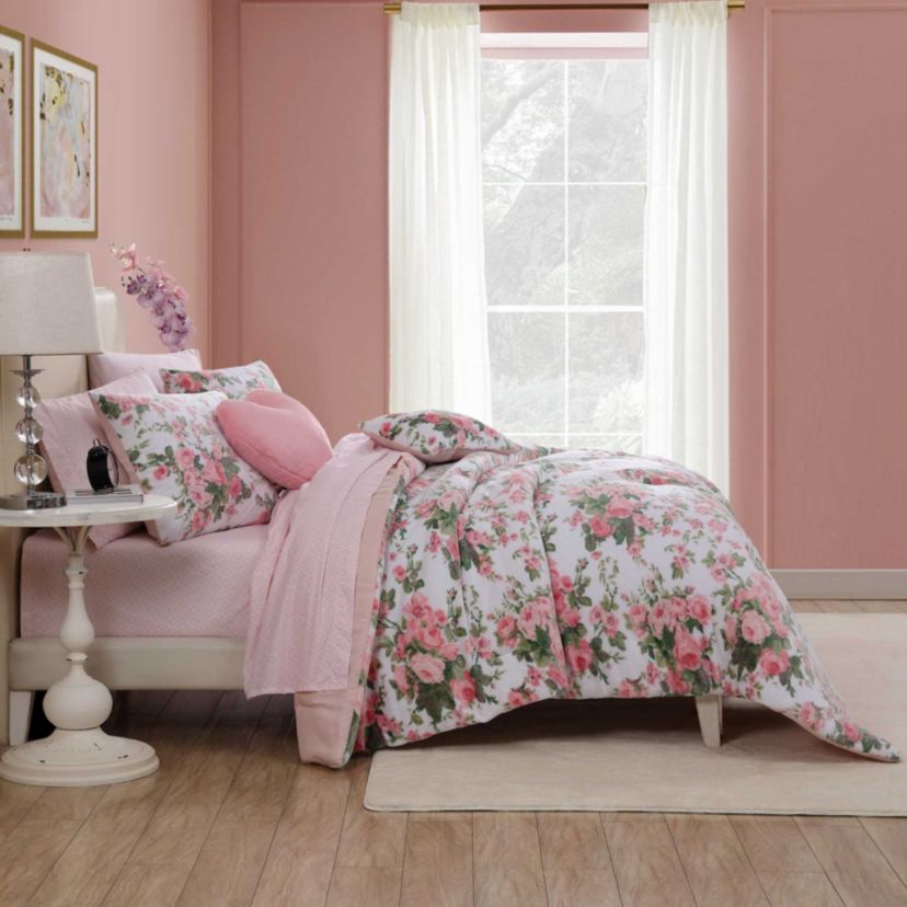 Vintage Floral Microfiber Comforter Sham Bonus Set