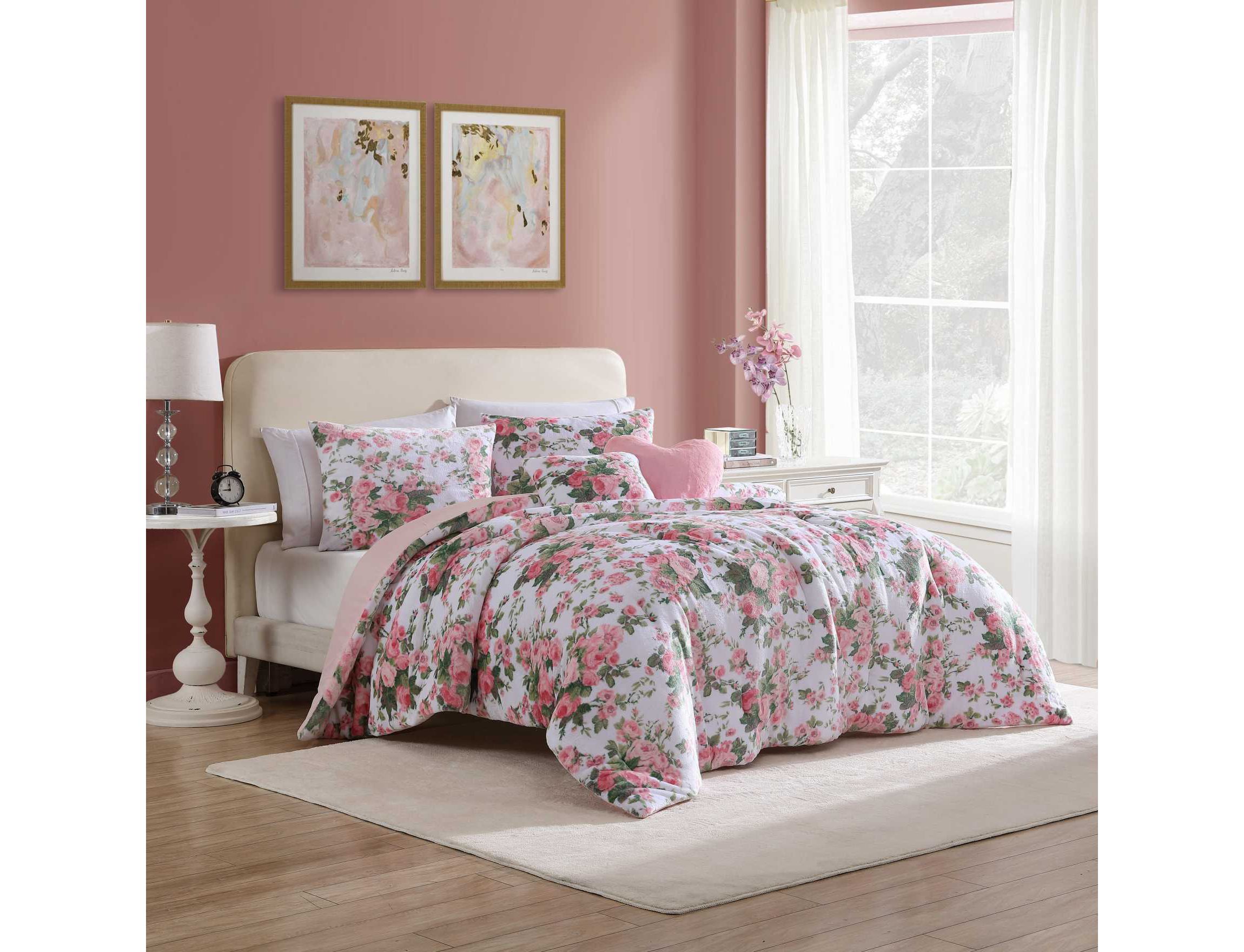 Vintage Floral Microfiber Comforter Sham Bonus Set