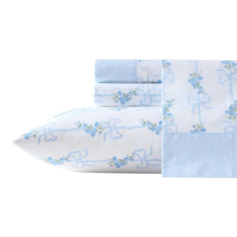 Floral Ribbon Cotton Sheet Set