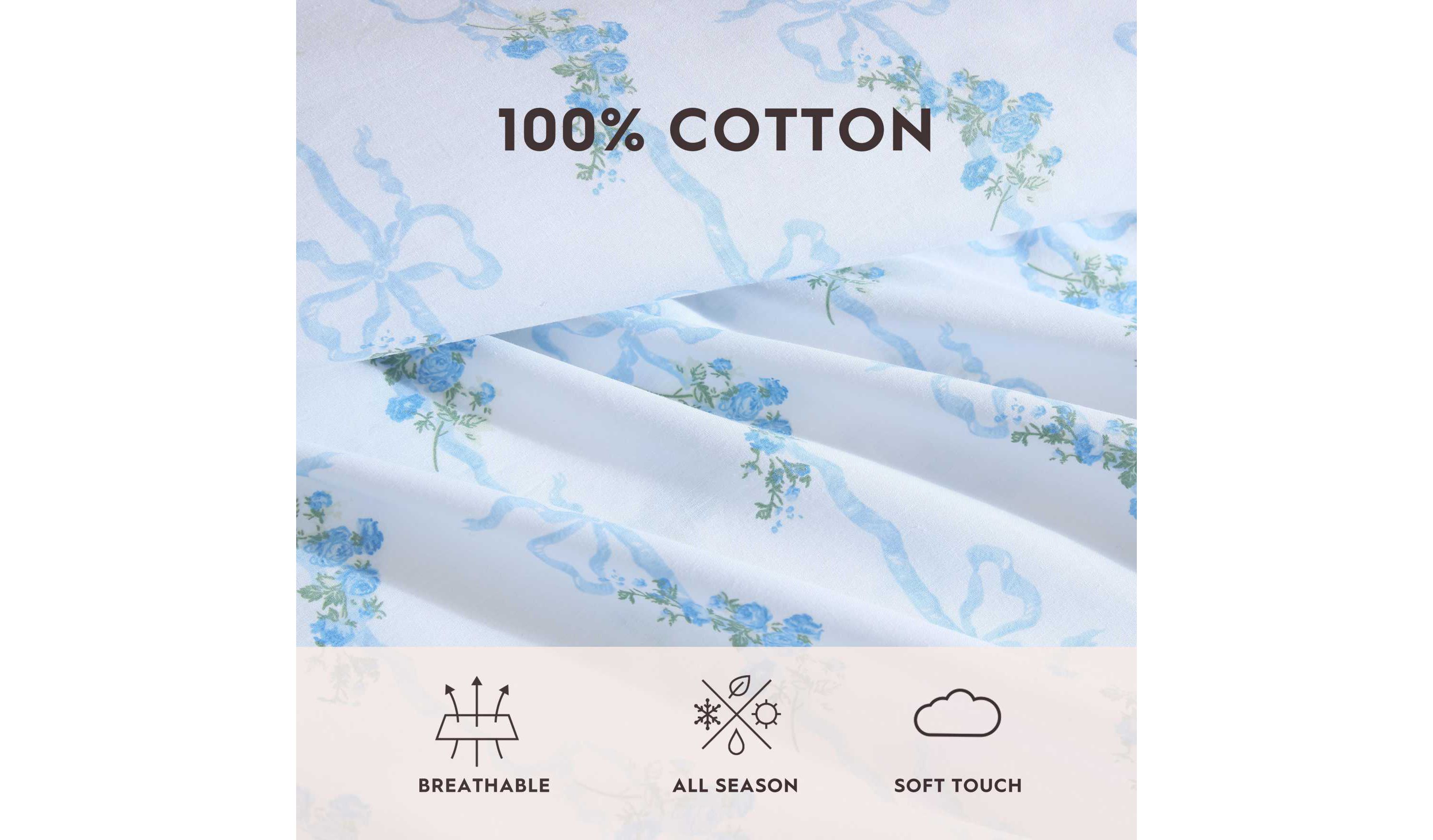 Floral Ribbon Cotton Sheet Set