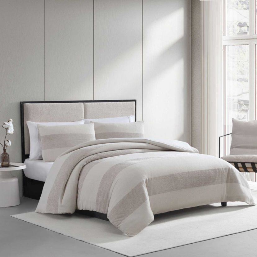Chenille Waffle Stripe Cotton Blend Comforter Set