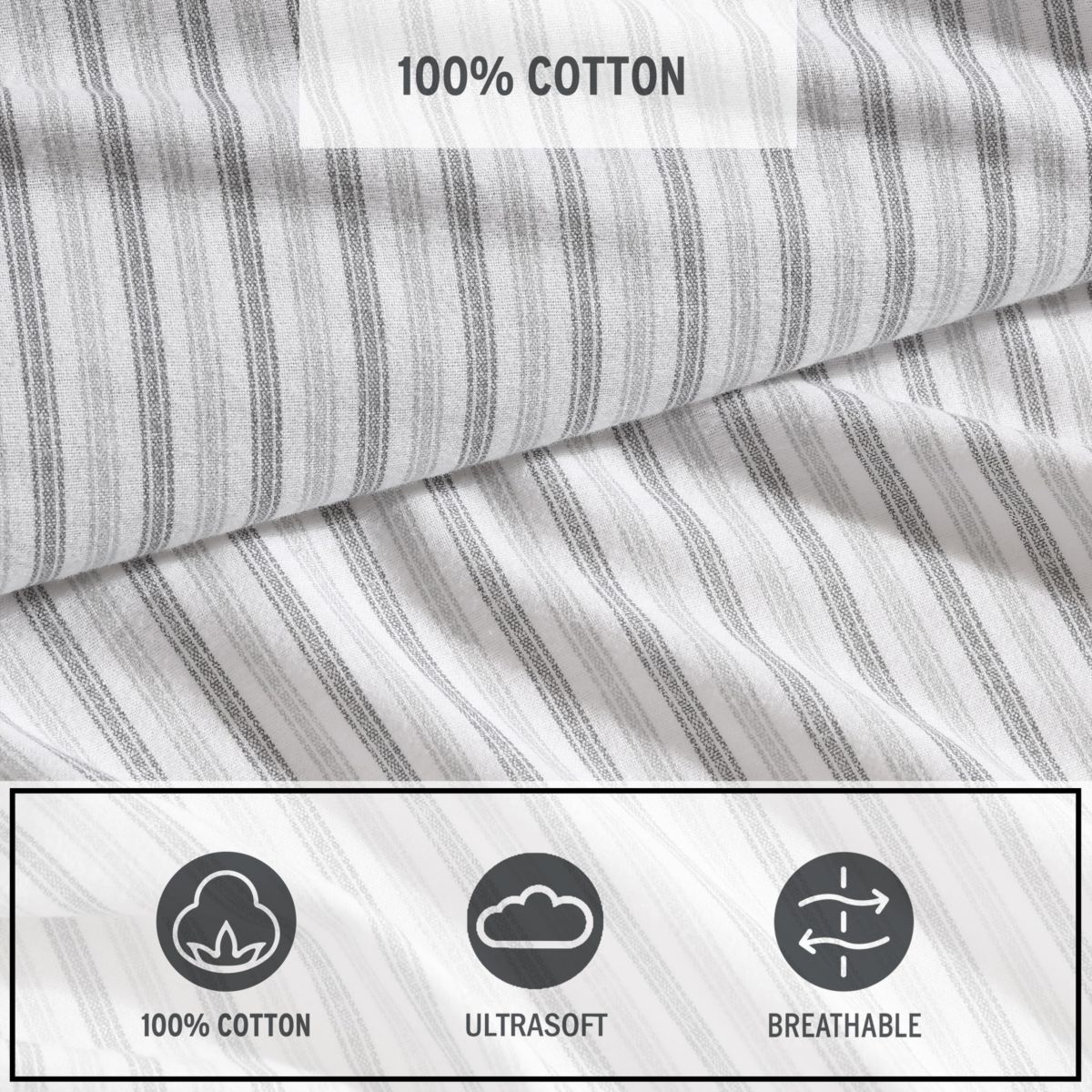 Ticking Stripe Cotton Sheet Set