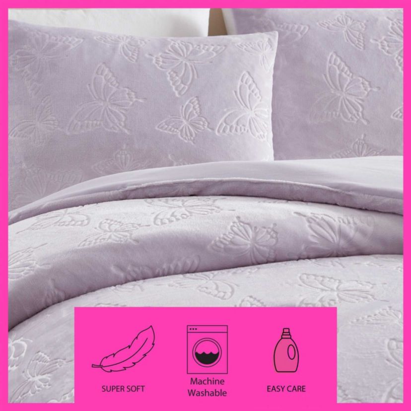 Butterfly Embossed Microfiber Comforter Set