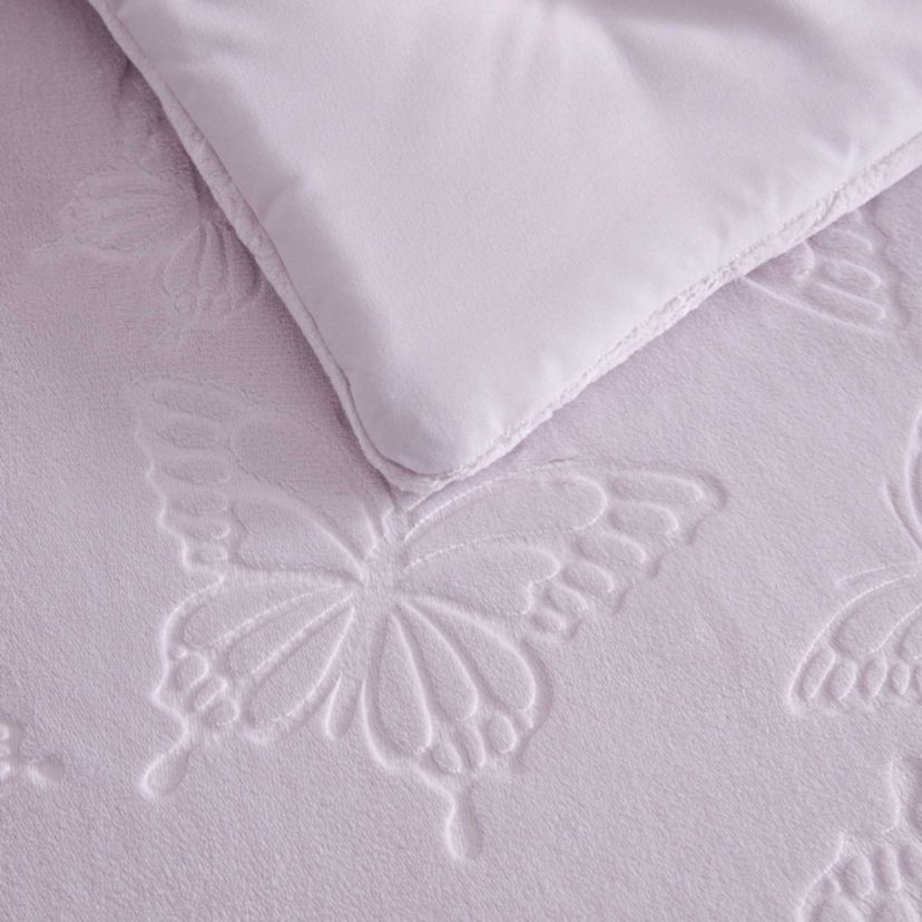 Butterfly Embossed Microfiber Comforter Set