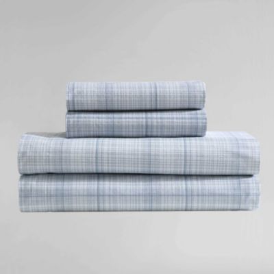 Calvin Klein Multi Grid Cotton Sheet Set, Blue, King