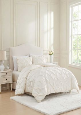 Laura Ashley Solid Satin Pintuck Microfiber Comforter Set | Belk