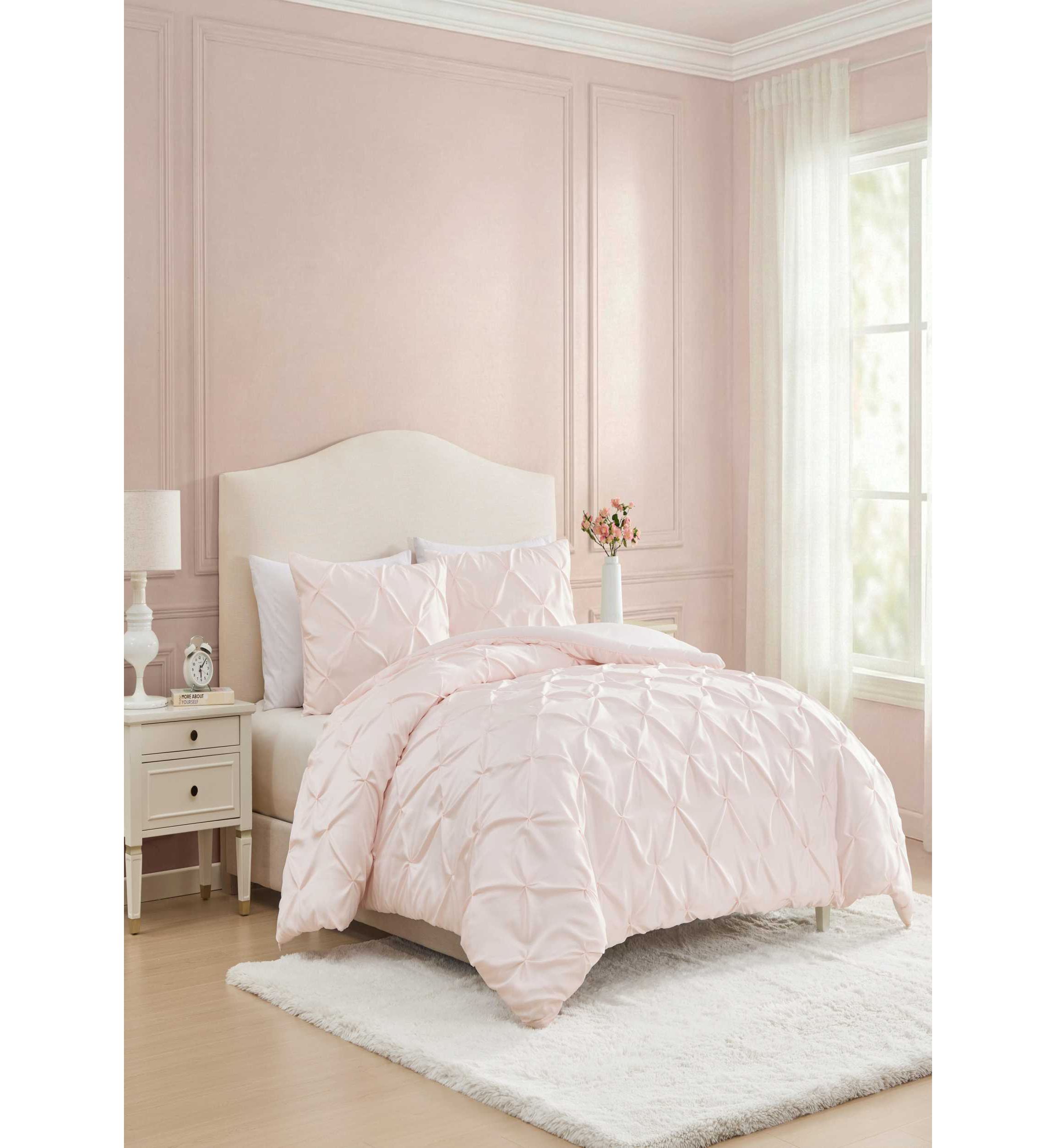 Laura Ashley Solid Satin Pintuck Microfiber Comforter Set | Belk