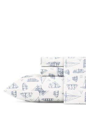 Nautica Whitewood Cotton Sheet Set, Blue, Twin