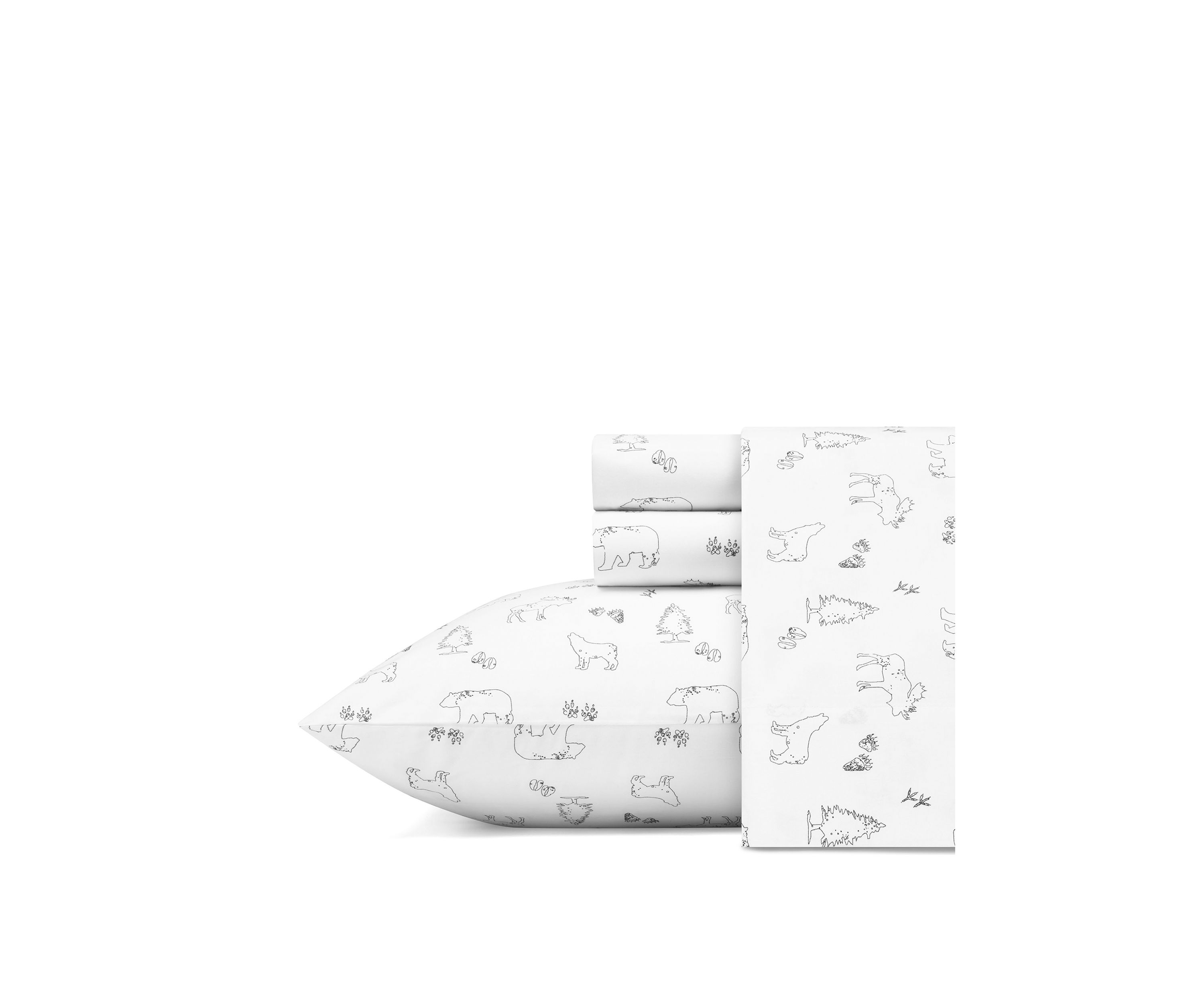 4-Piece Animal Tracks Cotton Percale Sheet Set