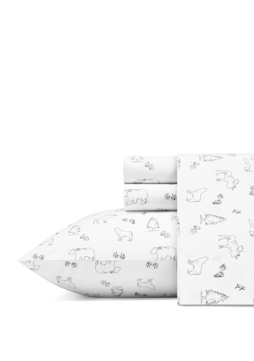 4-Piece Animal Tracks Cotton Percale Sheet Set