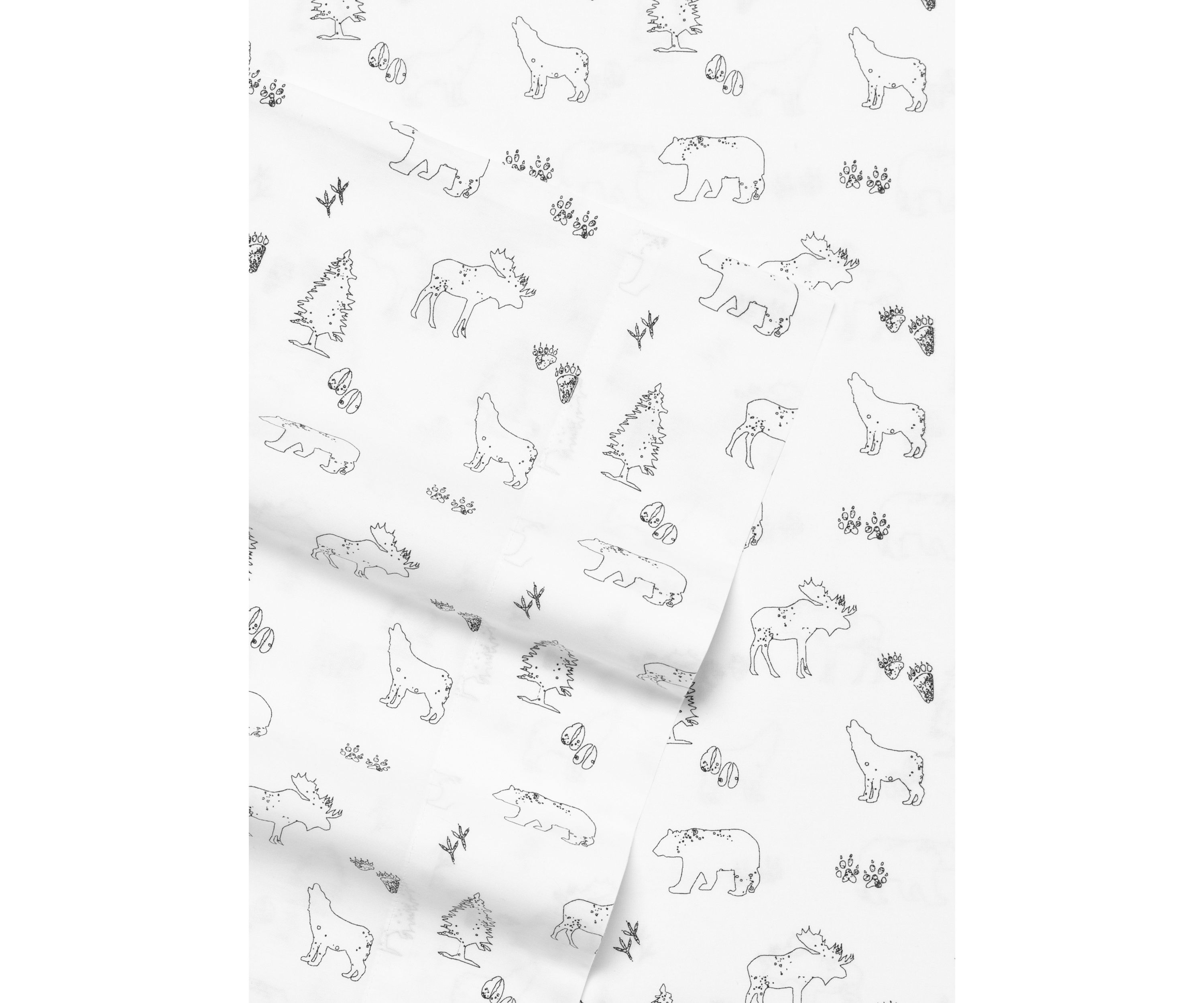 4-Piece Animal Tracks Cotton Percale Sheet Set