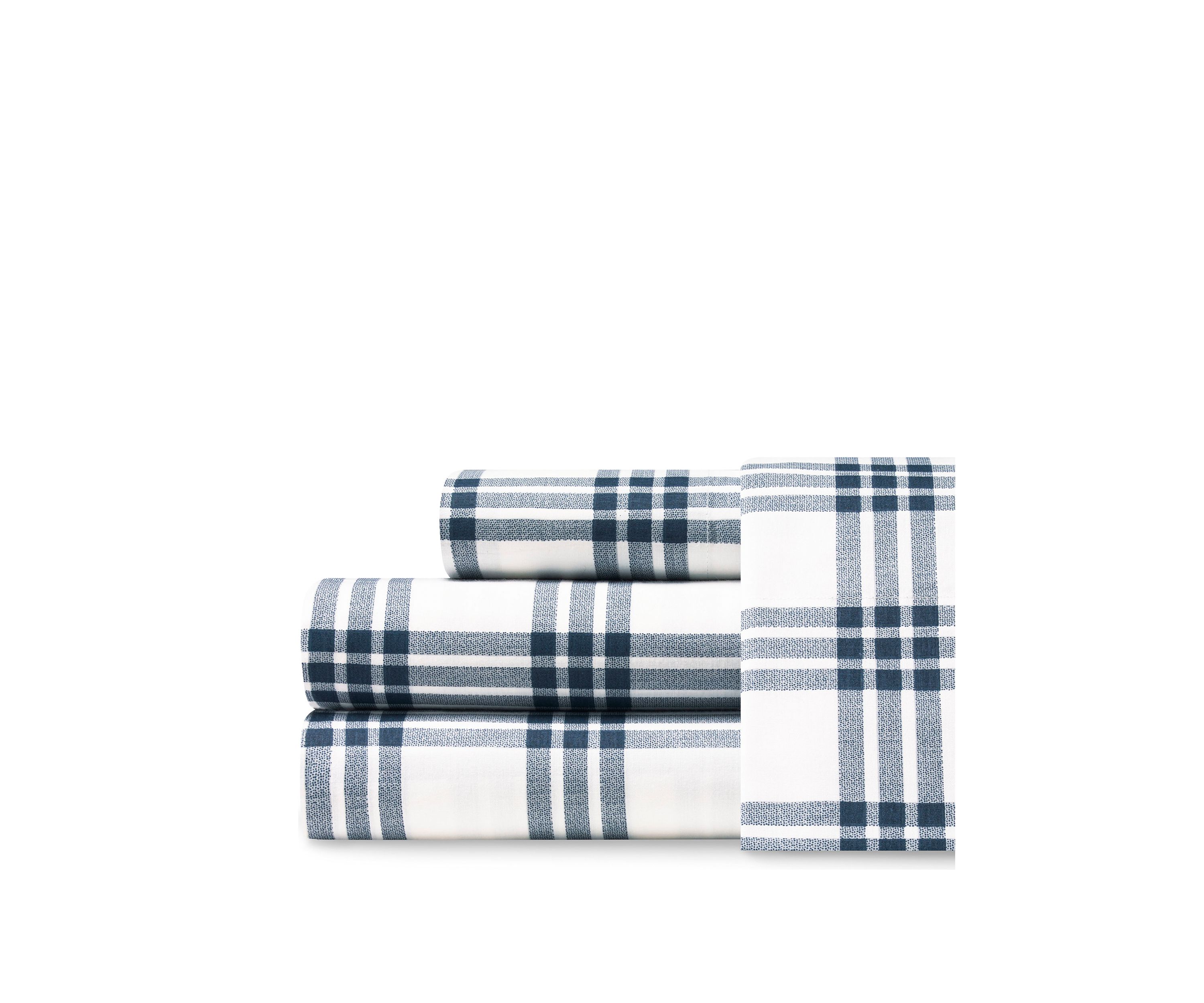 Basic Plaid Cotton Percale Sheet Set