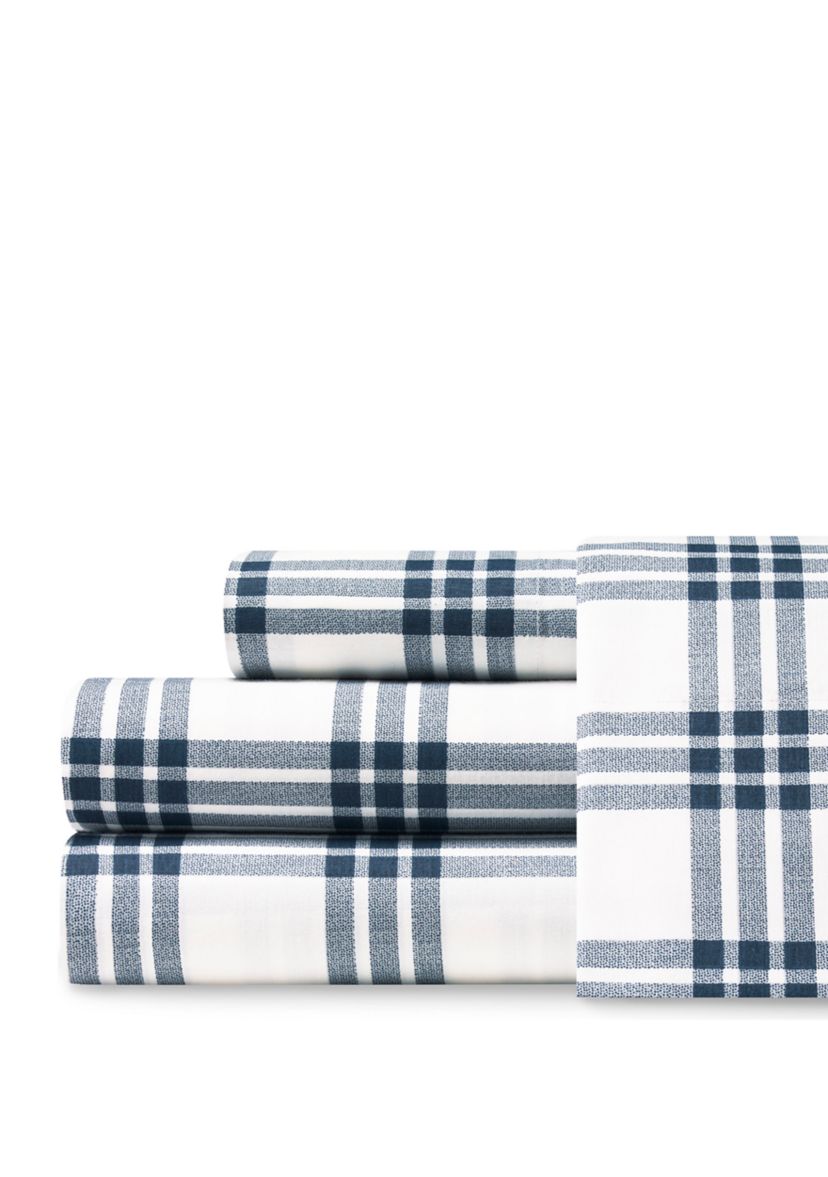 Basic Plaid Cotton Percale Sheet Set