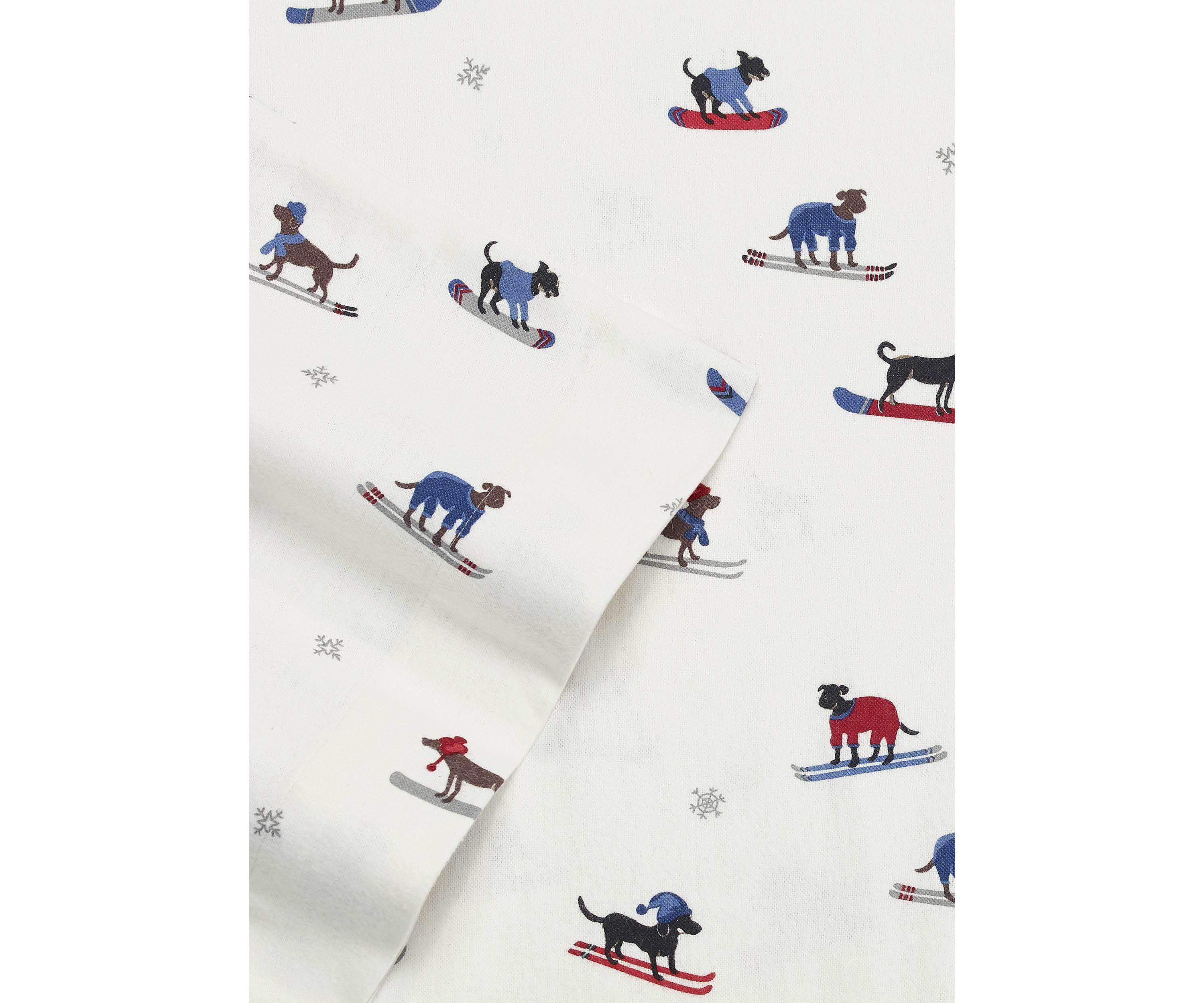 Ski Patrol Red Blue Flannel Sheet Set