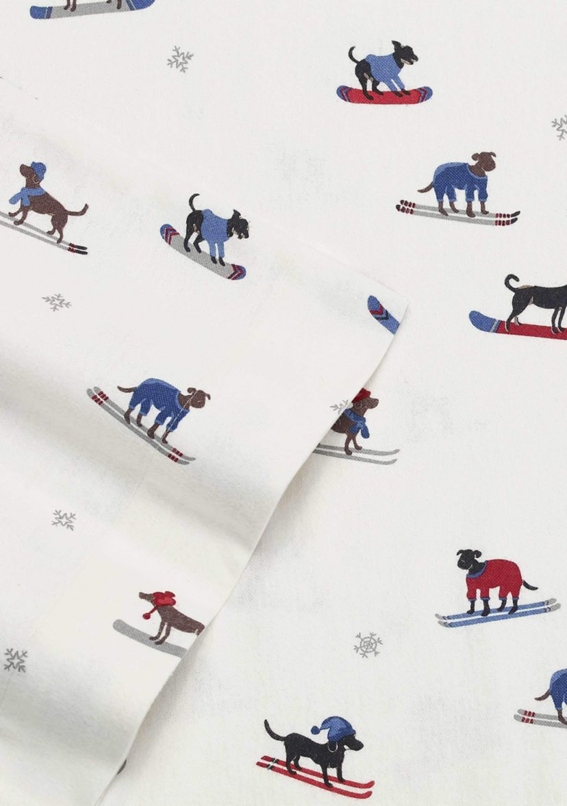 Ski Patrol Red Blue Flannel Sheet Set