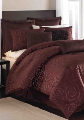 Nicole Miller Madison Merlot Twin Comforter Set 86 In X 66 In Belk