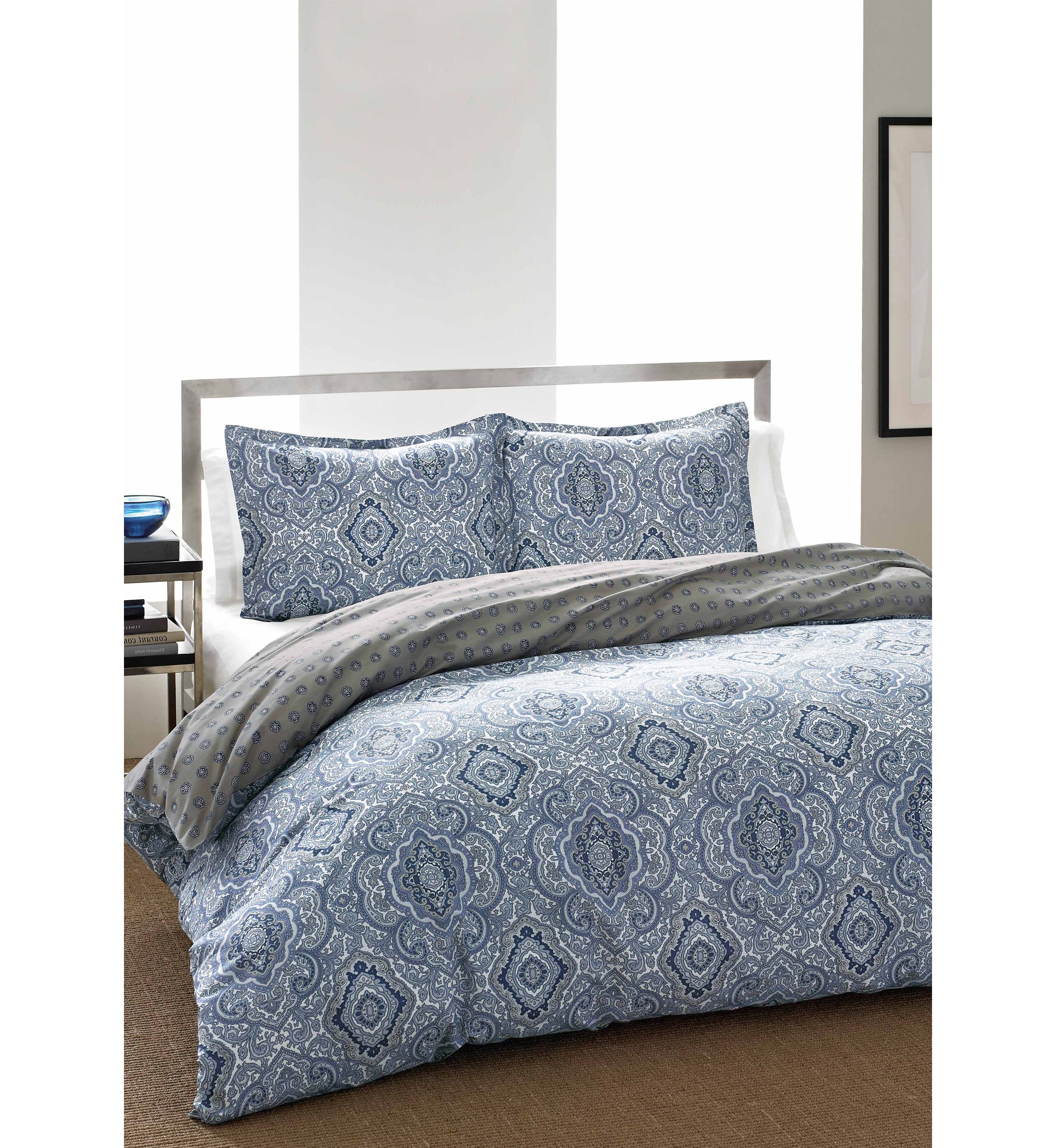 Milan Blue Full/Queen 2-Piece Reversible Bed In A Bag Set