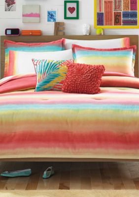 Electric Beach Coral Red Full Queen Comforter Set 86 In X 86 In