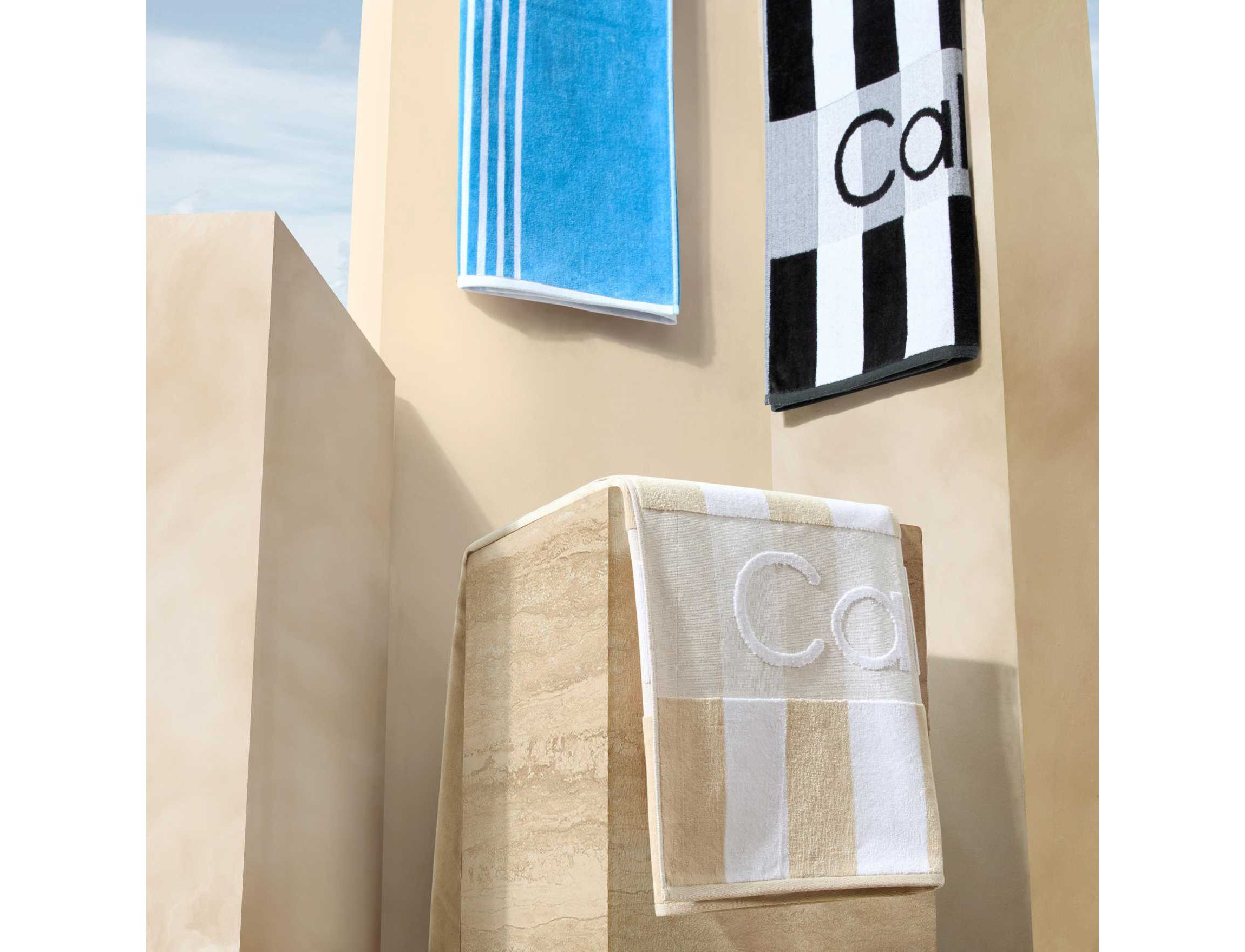 Pinstripe Logo Cotton Blend Beach Towel Set