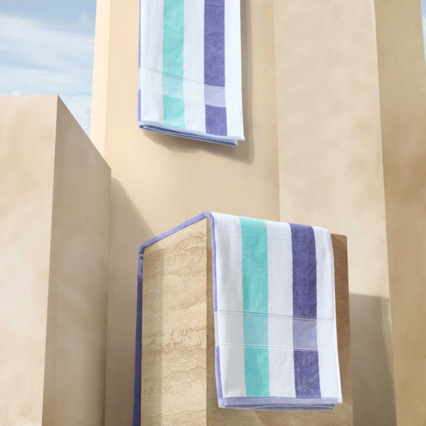 Pop Color Stripe Cotton Blend Beach Towel Set