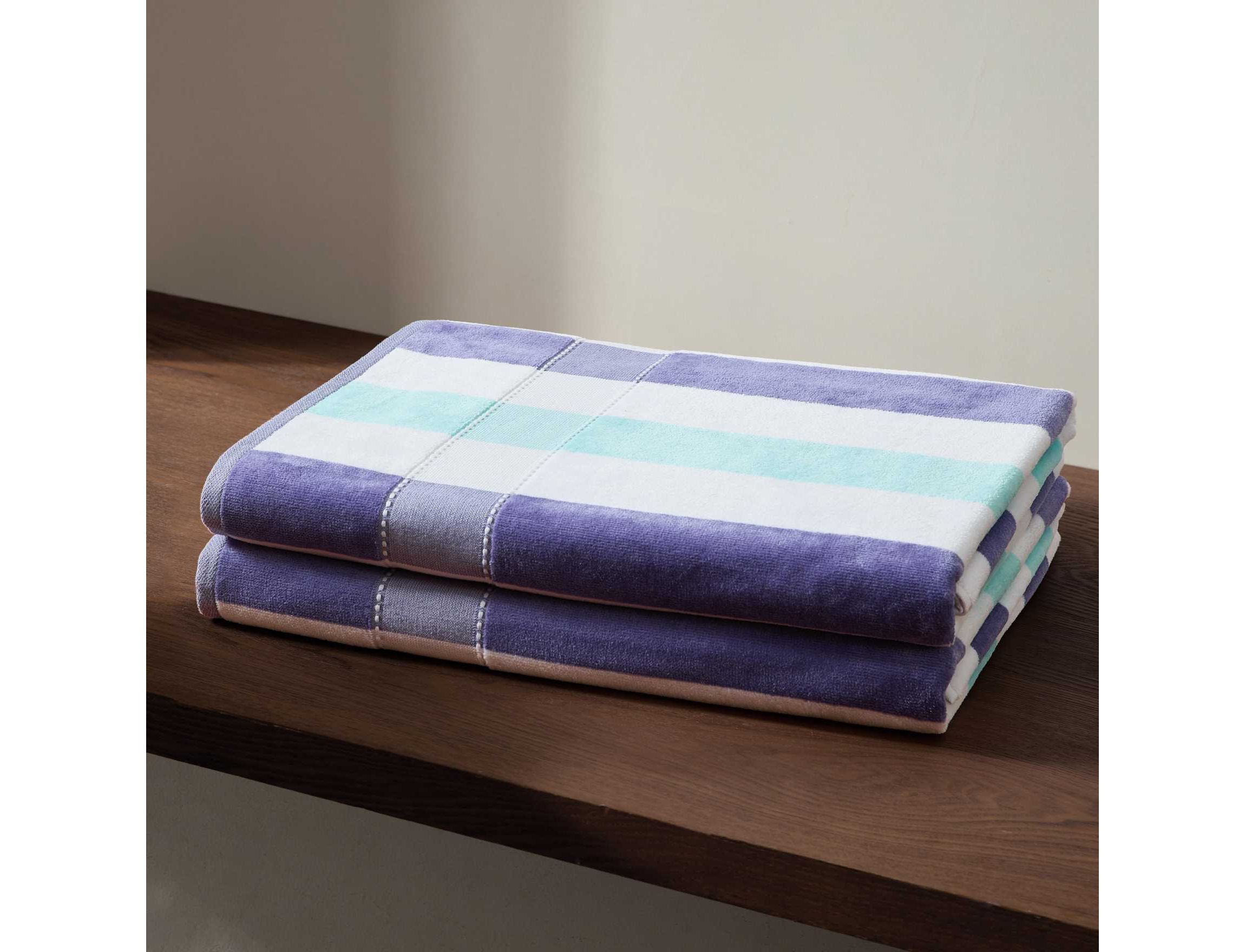 Pop Color Stripe Cotton Blend Beach Towel Set