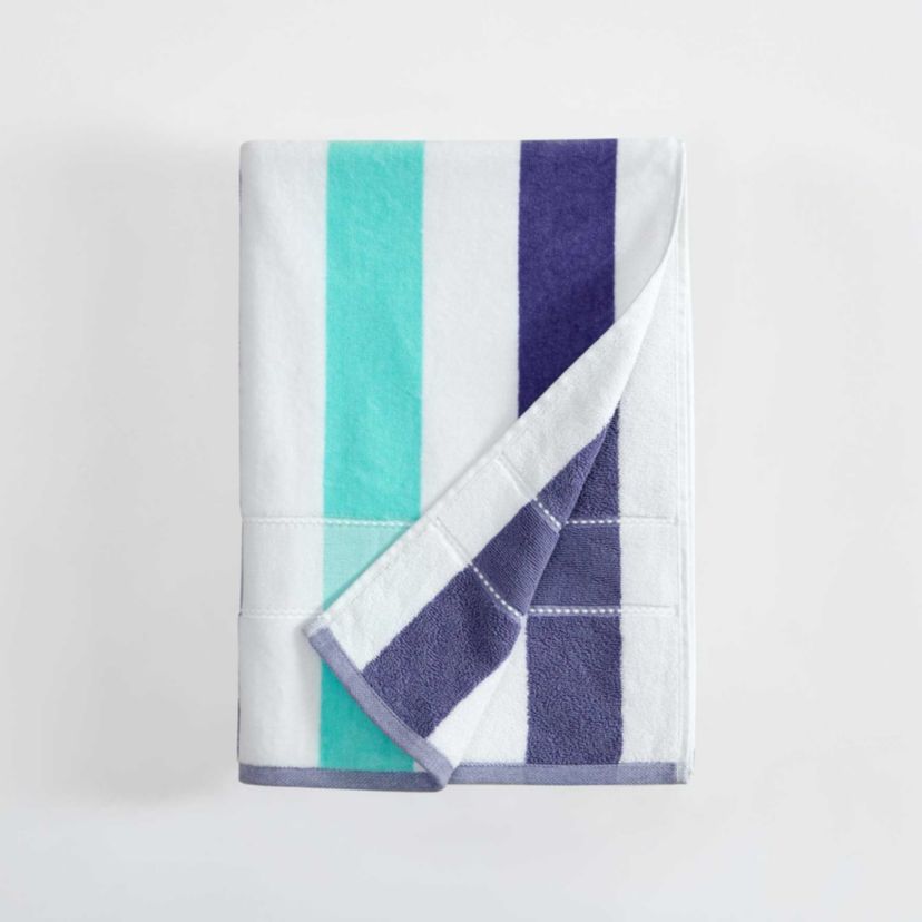Pop Color Stripe Cotton Blend Beach Towel Set
