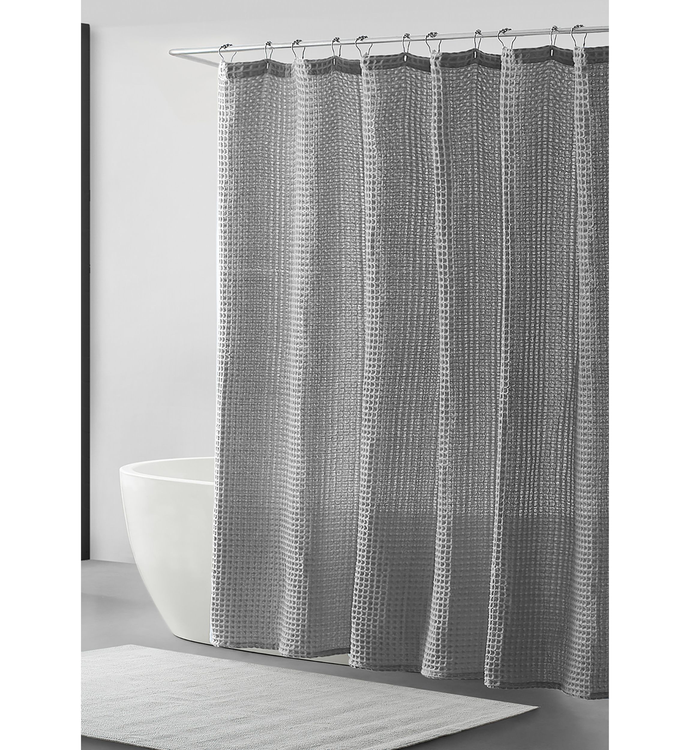 Marled Waffle Cotton Blend Shower Curtain