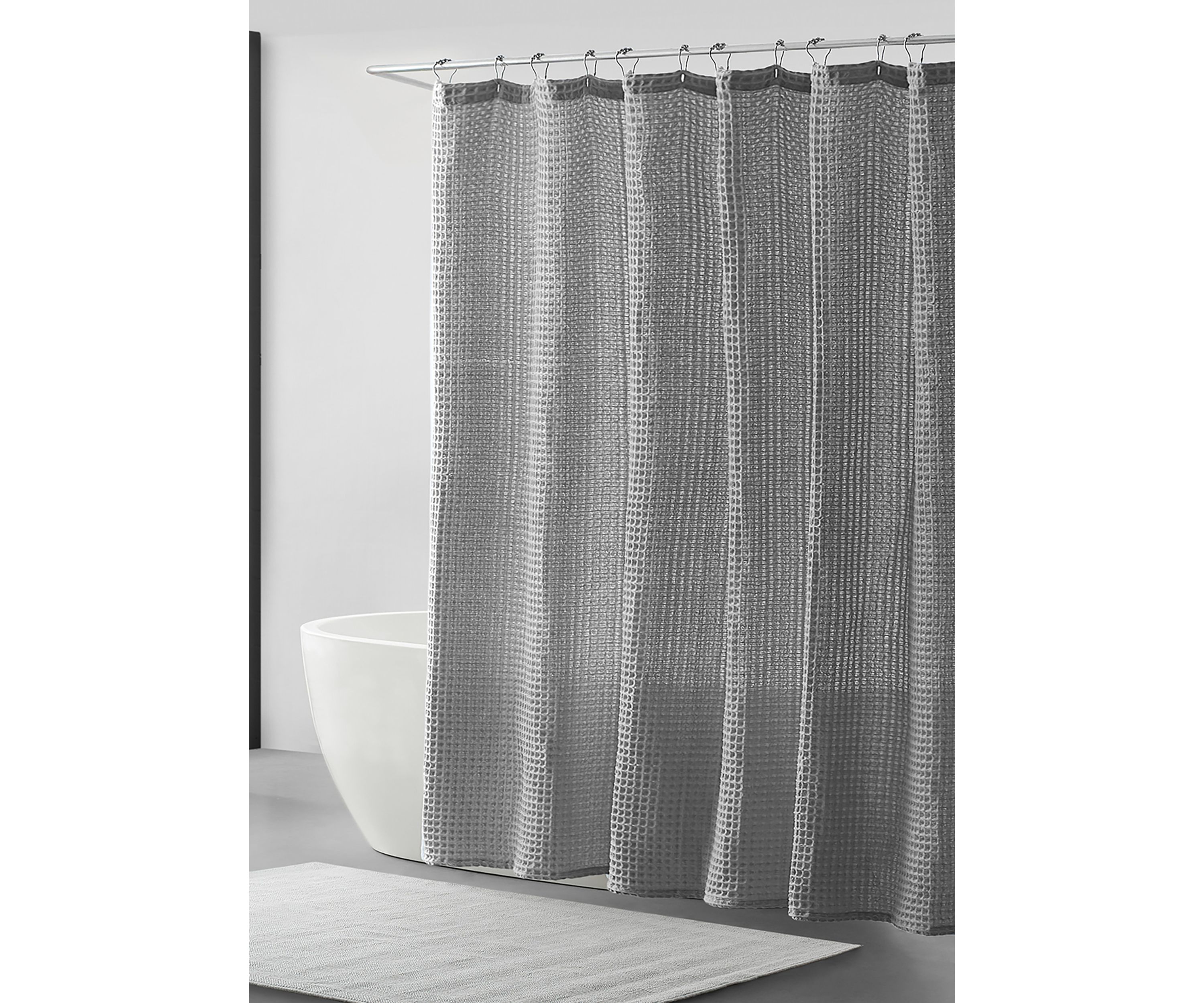 Marled Waffle Cotton Blend Shower Curtain