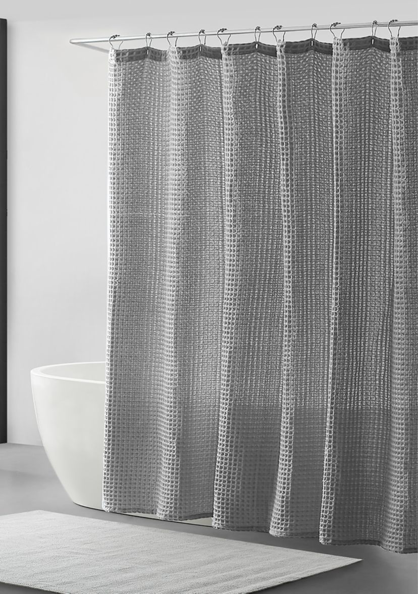 Marled Waffle Cotton Blend Shower Curtain