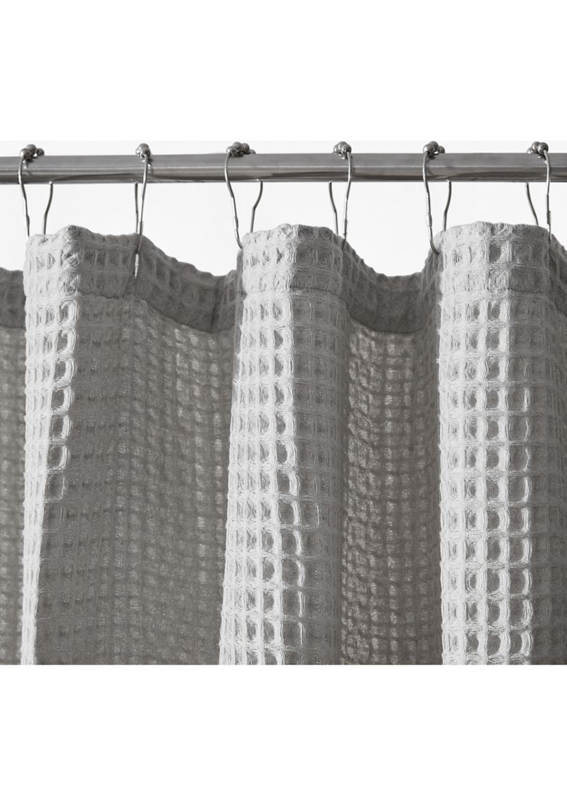 Marled Waffle Cotton Blend Shower Curtain