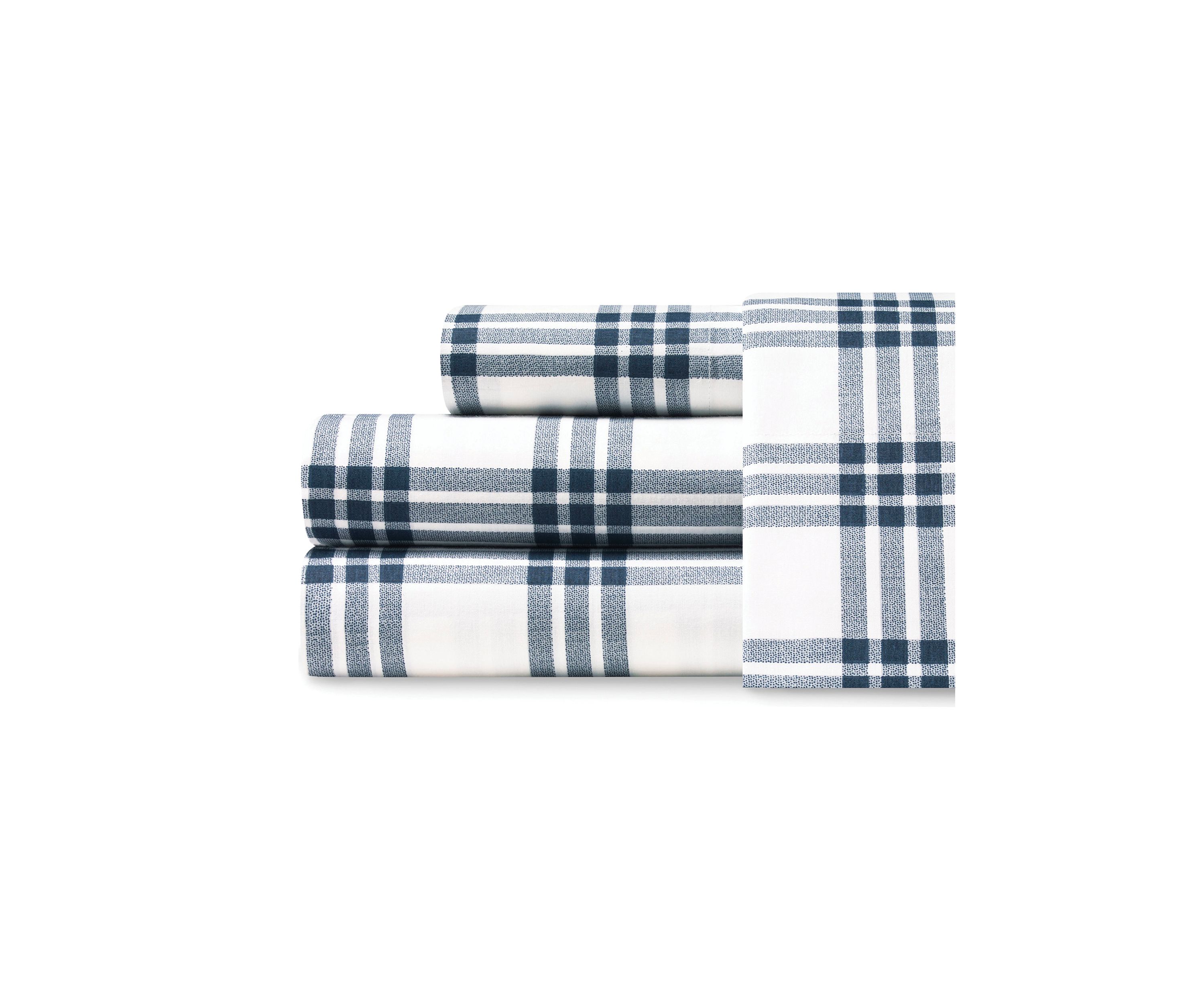 Basic Plaid Cotton Percale Sheet Set